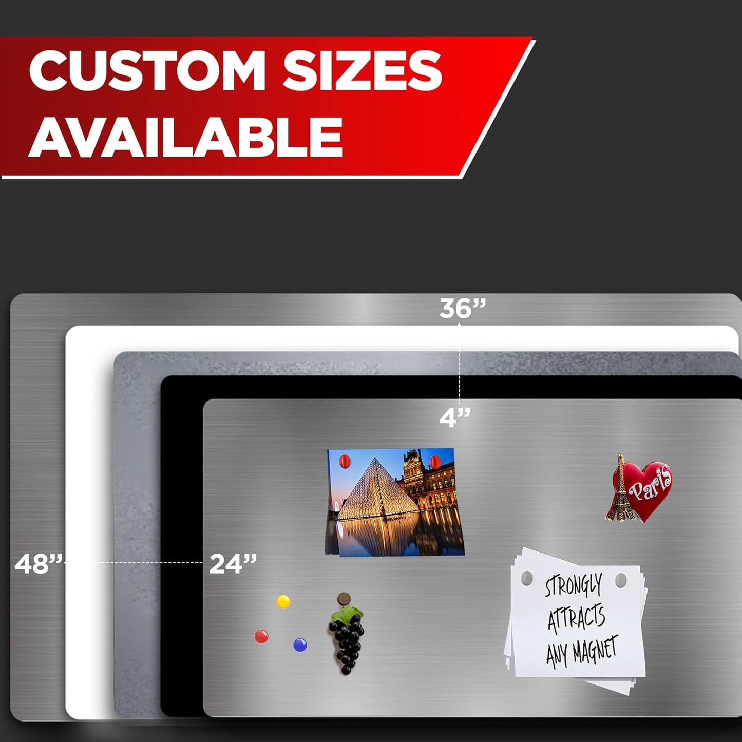 Diamond Life Magnetic Board - Memo & Vision Board for Home, Office, and Classroom - Magnet Board for Kids - Pre-drilled Mounting Screws Included (Black 24"x36")