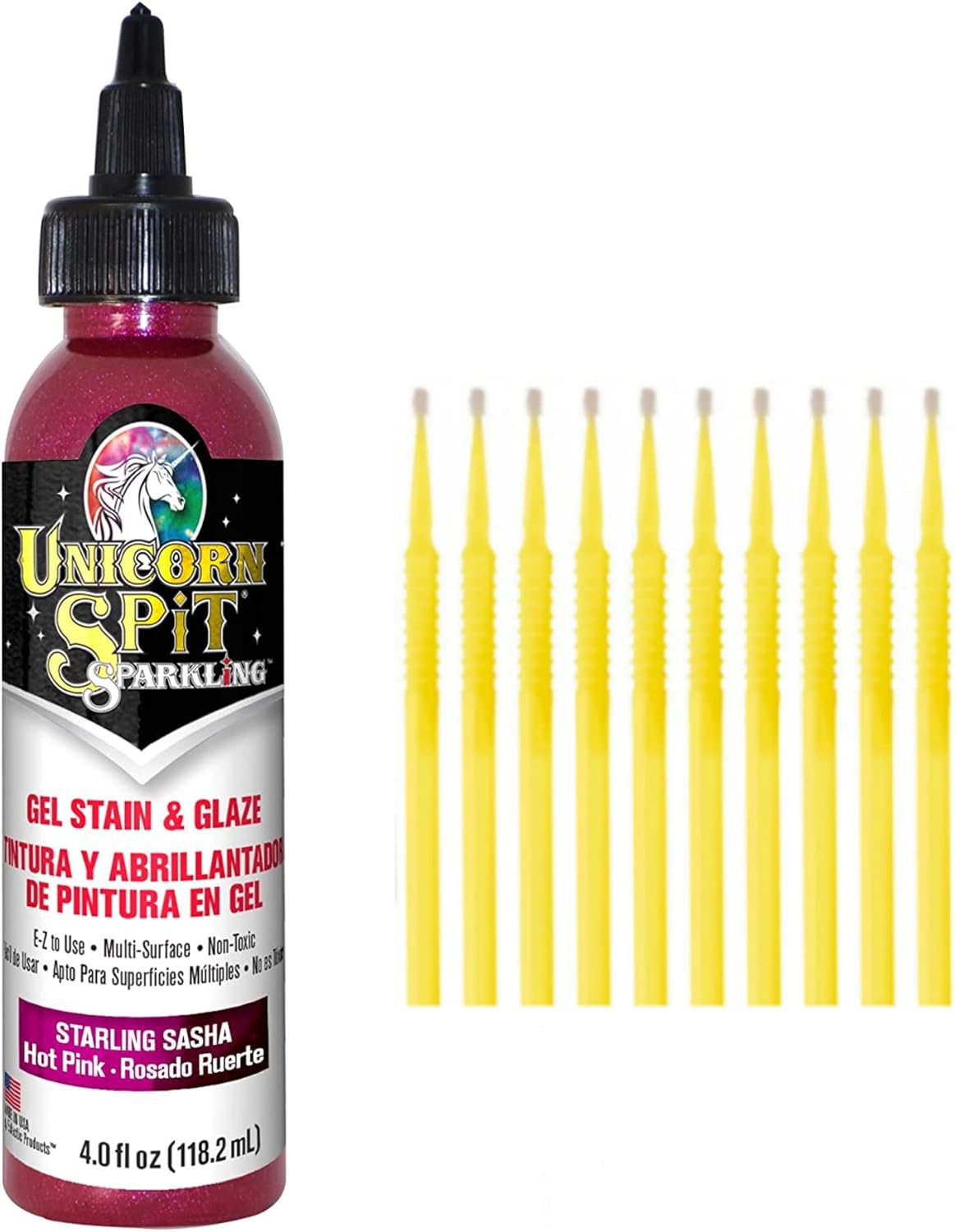 Unicorn SPiT Gel Stain and Glaze in One - Sparkle Starling Sash 4 oz. Bottle Detail Sticks