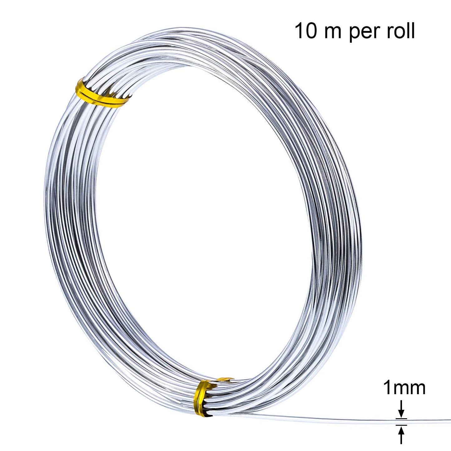 TecUnite Aluminum Craft Wire for Sculpting Armature Bendable Craft Wire for DIY Jewelry Making (1 Roll,Silver,10 M x 1 mm)