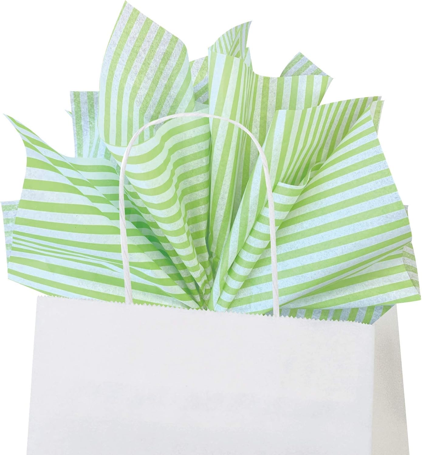 Flexicore Packaging Lime Green Pin Stripe Print Gift Wrap Tissue Paper Size: 15 Inch X 20 Inch | Count: 10 Sheets | Color: Lime Green Pin Stripe