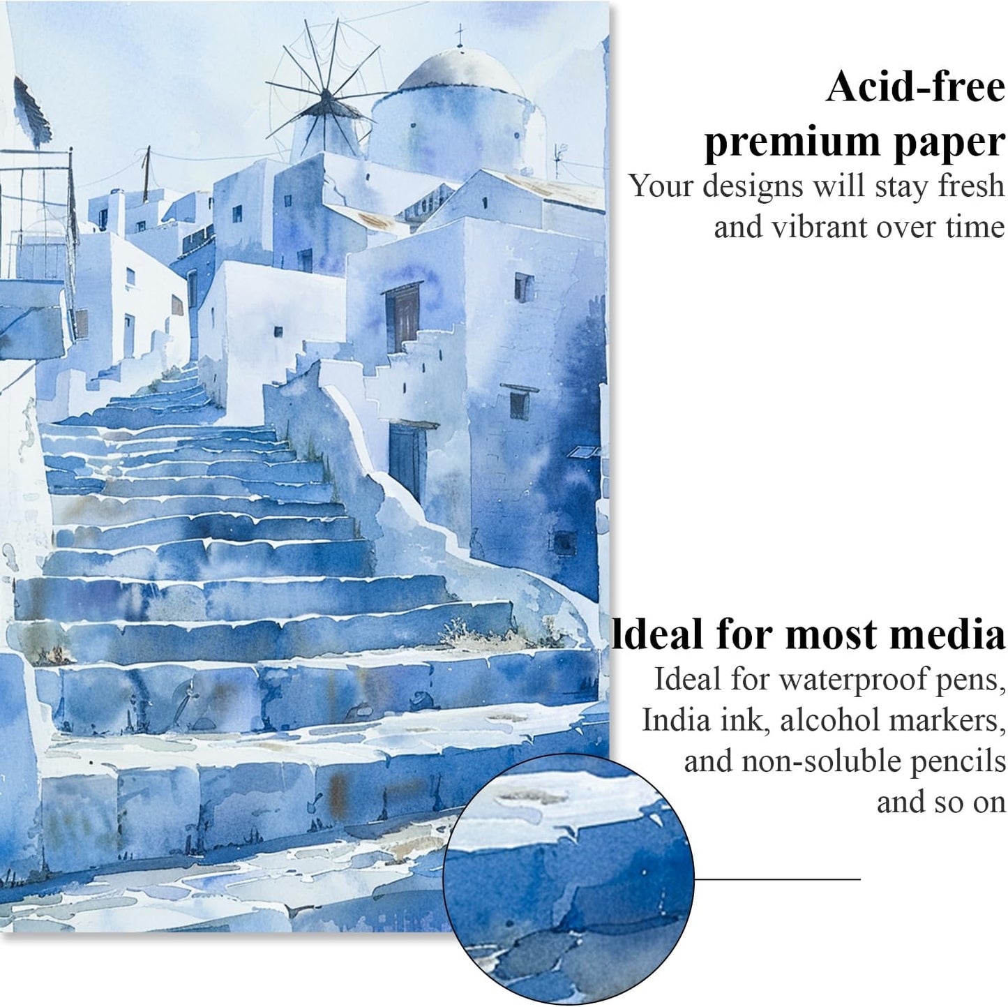 Watercolor Paper Pad, Watercolor Pad 9x12”, 300 GSM/ 140 lb Water Color Paper, 16 Sheets Cold Press - Painting, Drawing & Art Supplies for Adults & Kids, Watercolor Sketchbook for Wet & Dry Media.