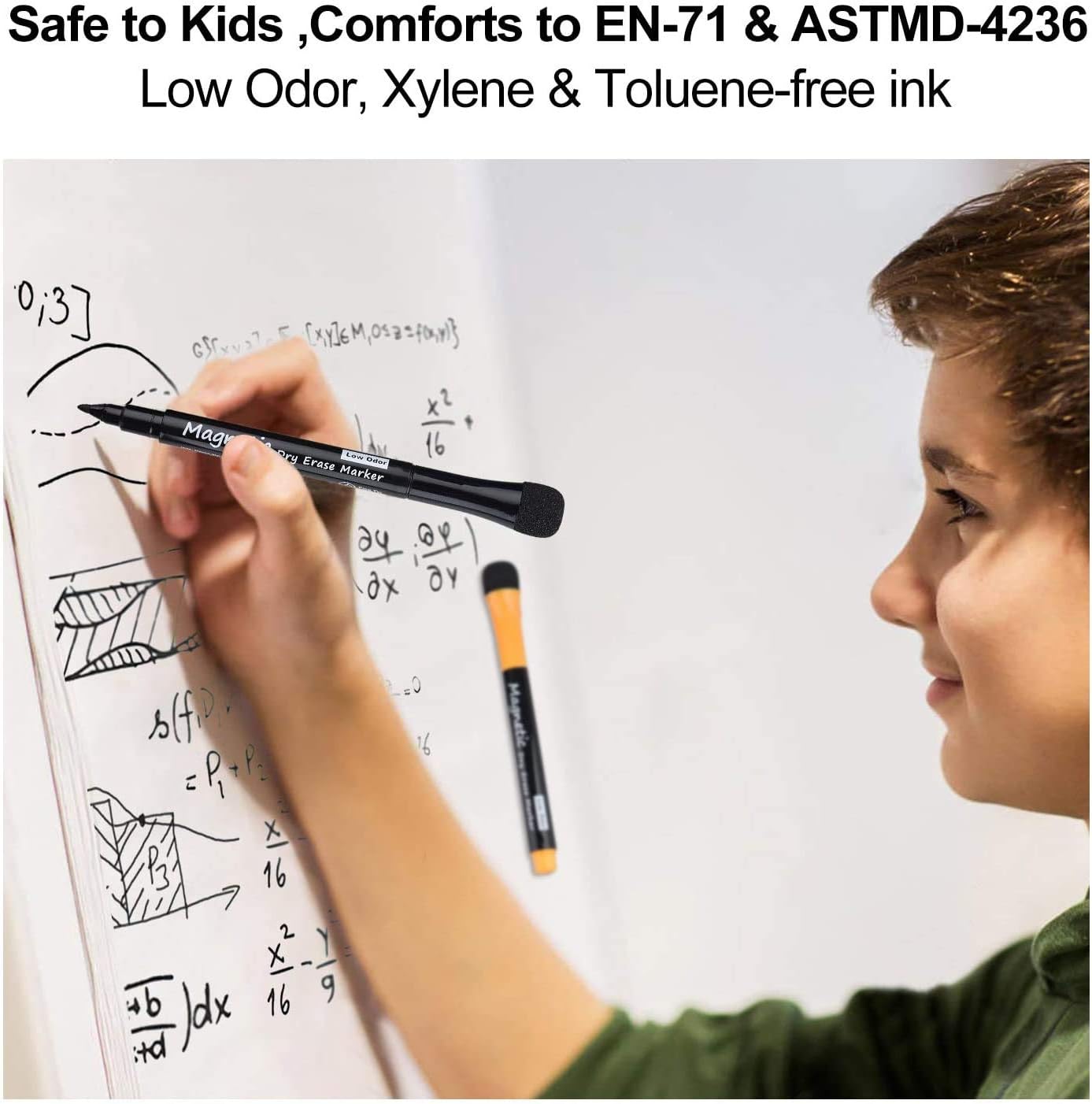 Magnetic Dry Erase Markers, (8 Pack) Dealkits Low Odor White Board Markers Whiteboard Markers with Erasers for Kids Teacher Supplies for Classroom Work on White Board, Calender, Fine Tip Point