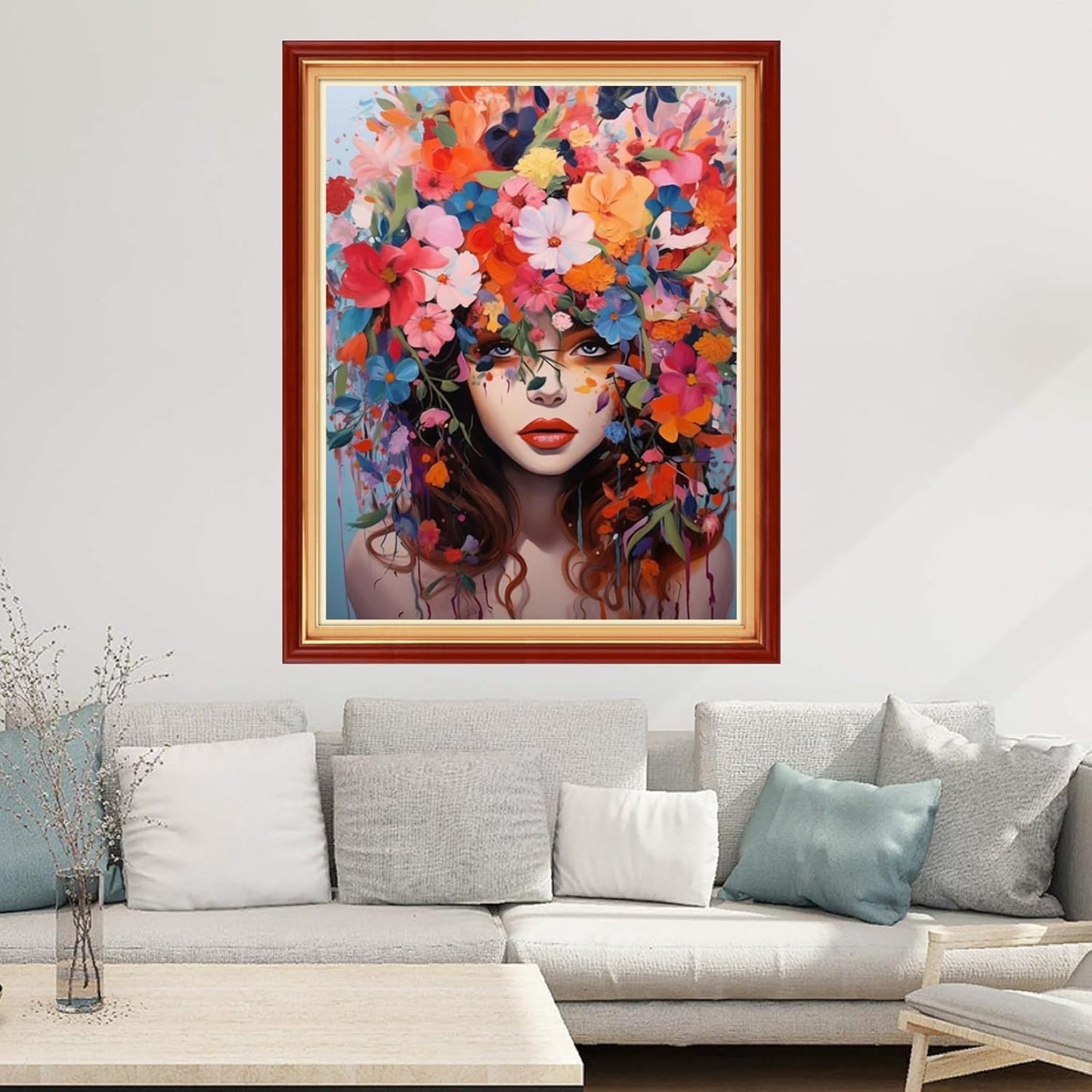 Joyhoor Cross Stitch Kits for Beginners Stamped Cross-Stitch Supplies Needlework preprint Embroidery Kits for Adults DIY Needlepoint Kits Embroidery Patterns 11CT-Flower Girl 16x20 inchs