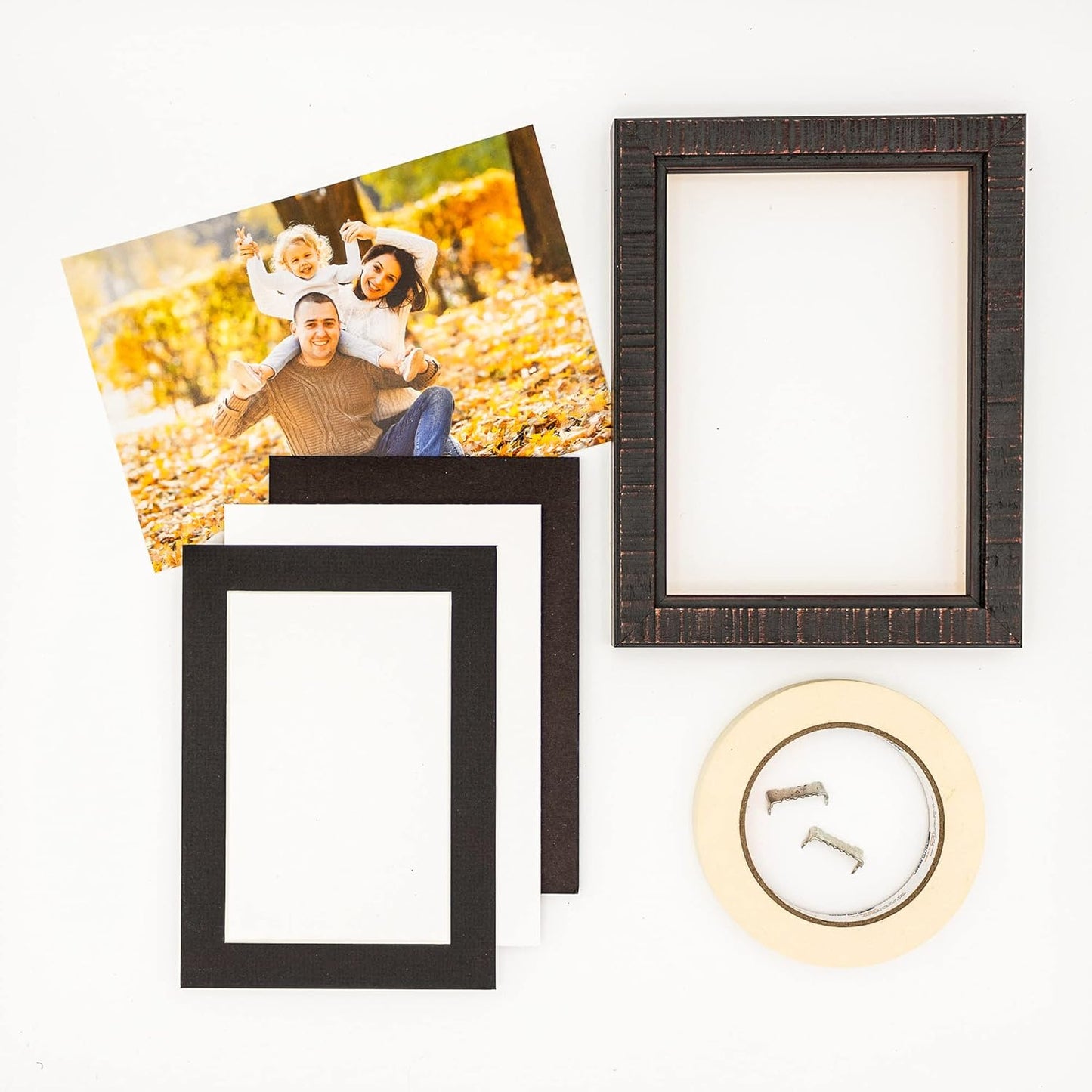 Pack of 25 Acid Free 8x10 Mats Bevel Cut for 5.5x8.5 Photos - Textured Black Precut Matboards With Backing Boards and Clear Photo Mat Bags For Pictures, Photos, Framing - 4-ply Thickness