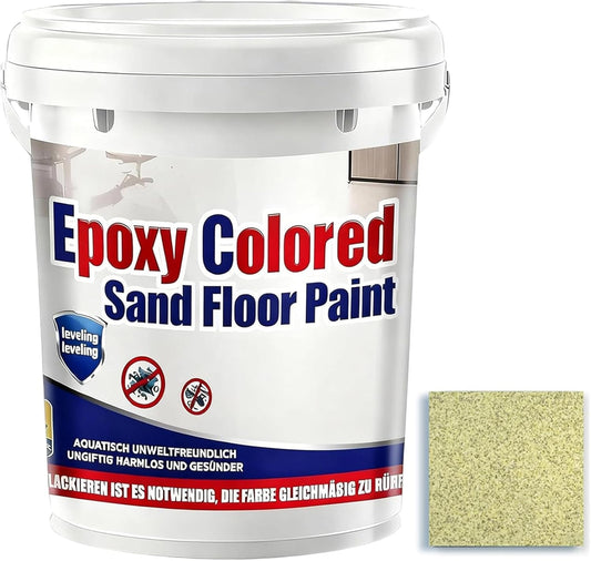 Epoxy Colored Sand Floor Paint, Epoxy Floor Paint for Concrete, High Gloss Marble Effect Coating, Waterproof Non-Slip Concrete Paints, Suitable for Indoor/Outdoor Use (Yellow,16 oz/0.5 kg)