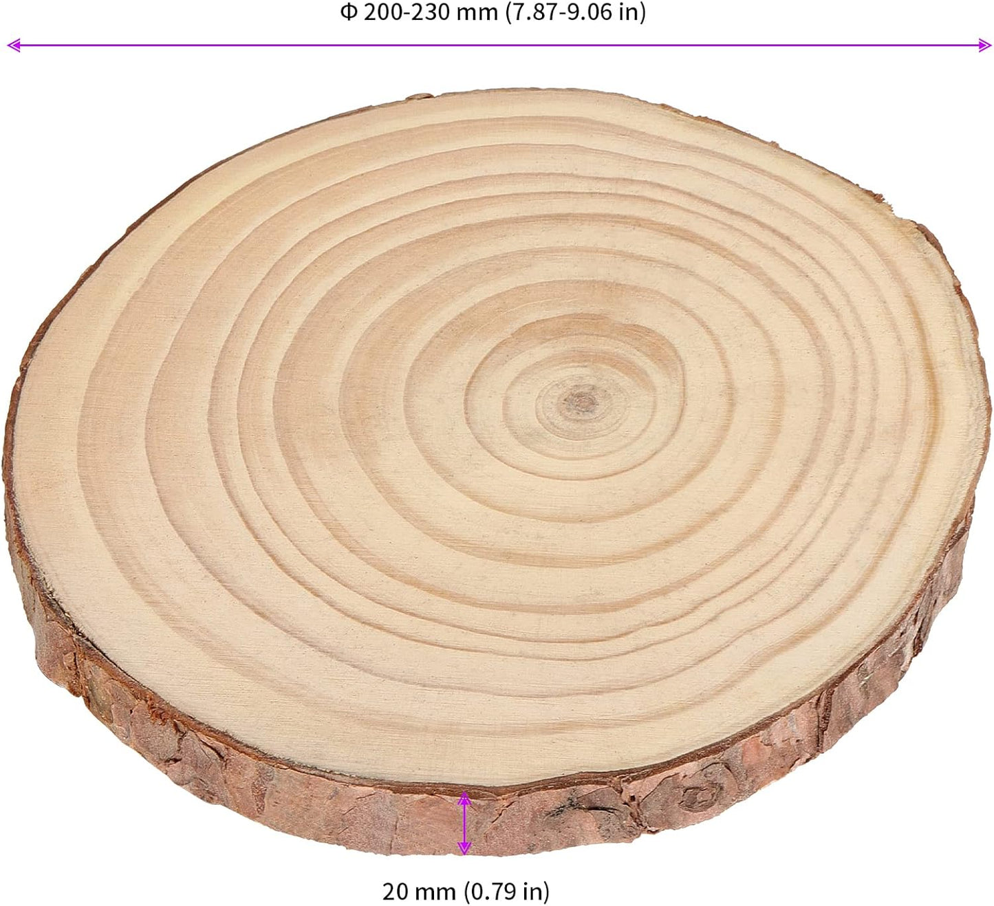 JEUIHAU 8 PCS 8-9 Inches Natural Wood Slices, Unfinished Predrilled Wooden Circles Tree Bark Slice, Blank Wooden Log Circles for DIY Crafts, Arts Wood Slices, Christmas Ornaments