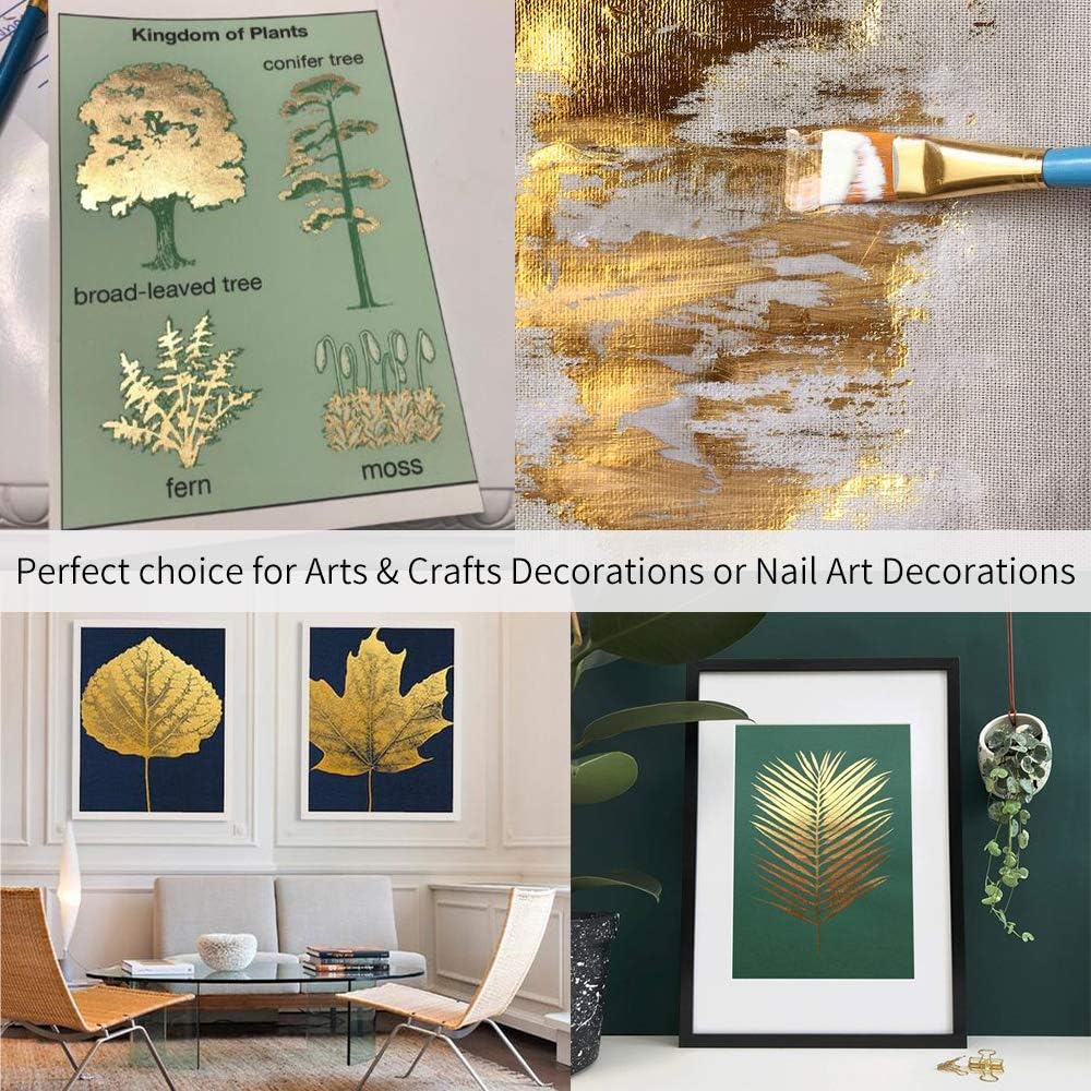 Imitation Gold Leaf Sheets - KINNO Champagne Gold Foil Multipurpose for Home, Wall, Frame, Ceiling, Furniture Decoration, 100 Sheets 3.15 by 3.35 Inches