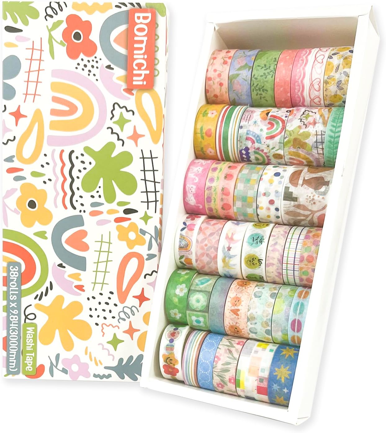 38 Rolls Washi Tape, Aesthetic Colored Decorative Cute Scrapbook Tape for Scrapbooking Supplies Journaling Craft Junk Journal