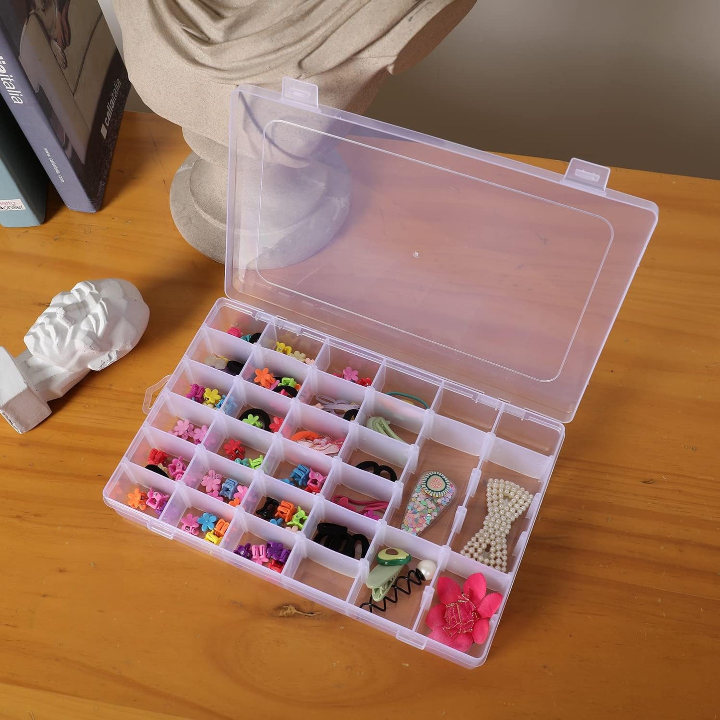 Sooyee 4 Pack 36 Grids Clear Plastic Organizer Box,Craft Organizers and Storage Container with Adjustable Dividers for Beads,Art DIY, Crafts, Jewelry, Screw,Fishing Tackle,Washi Tapes