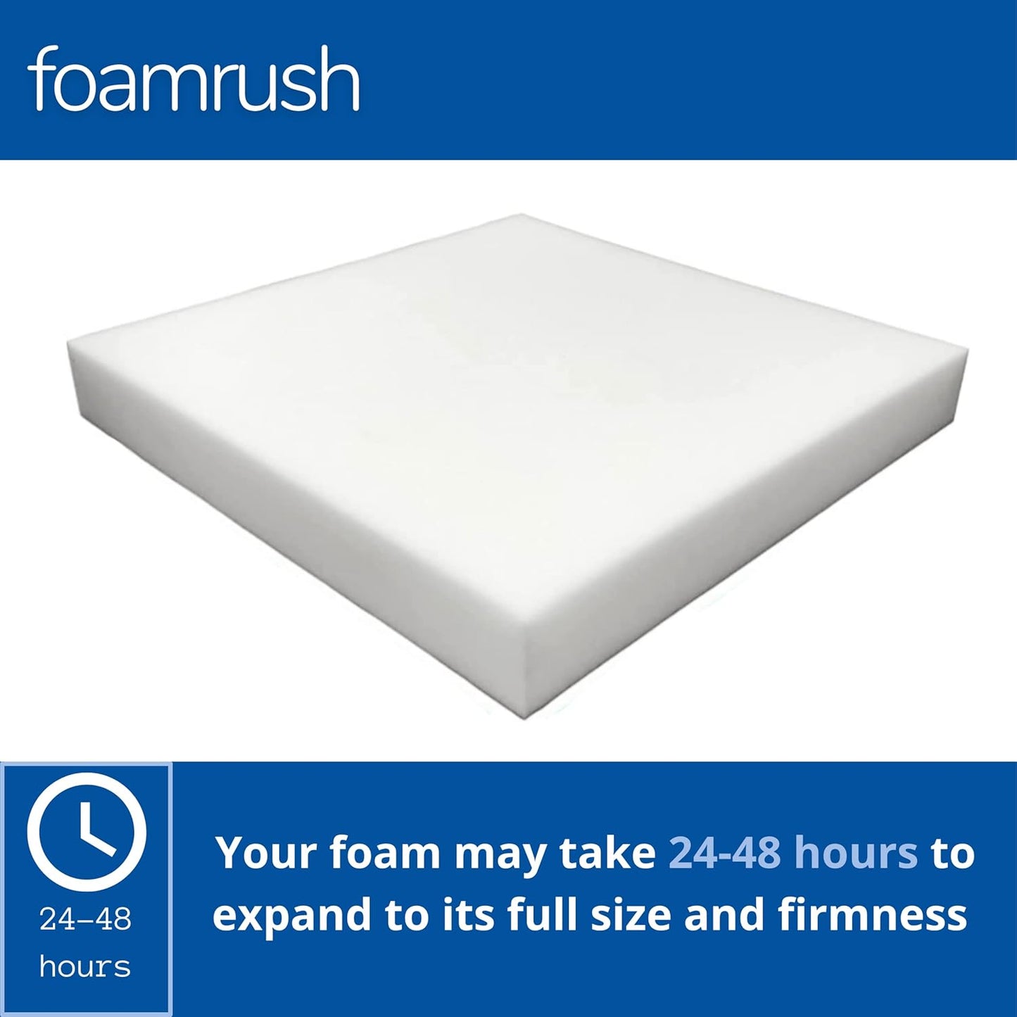 FoamRush 11" H x 24" W x 24" L Upholstery Foam Cushion High Density (Chair Cushion Square Foam for Dinning Chairs, Wheelchair Seat Cushion Replacement)