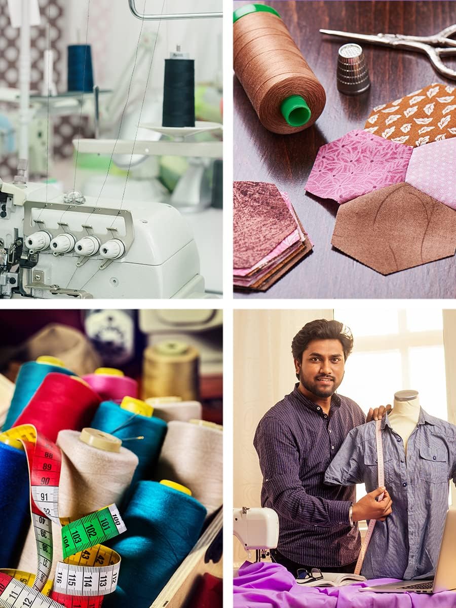 Mandala Crafts 4 Pack of Serger Threads Cones Spools - 20S/2 24000 Yards Polyester White Threads for Sergers Machine and Overlock Quilting Sewing Machine