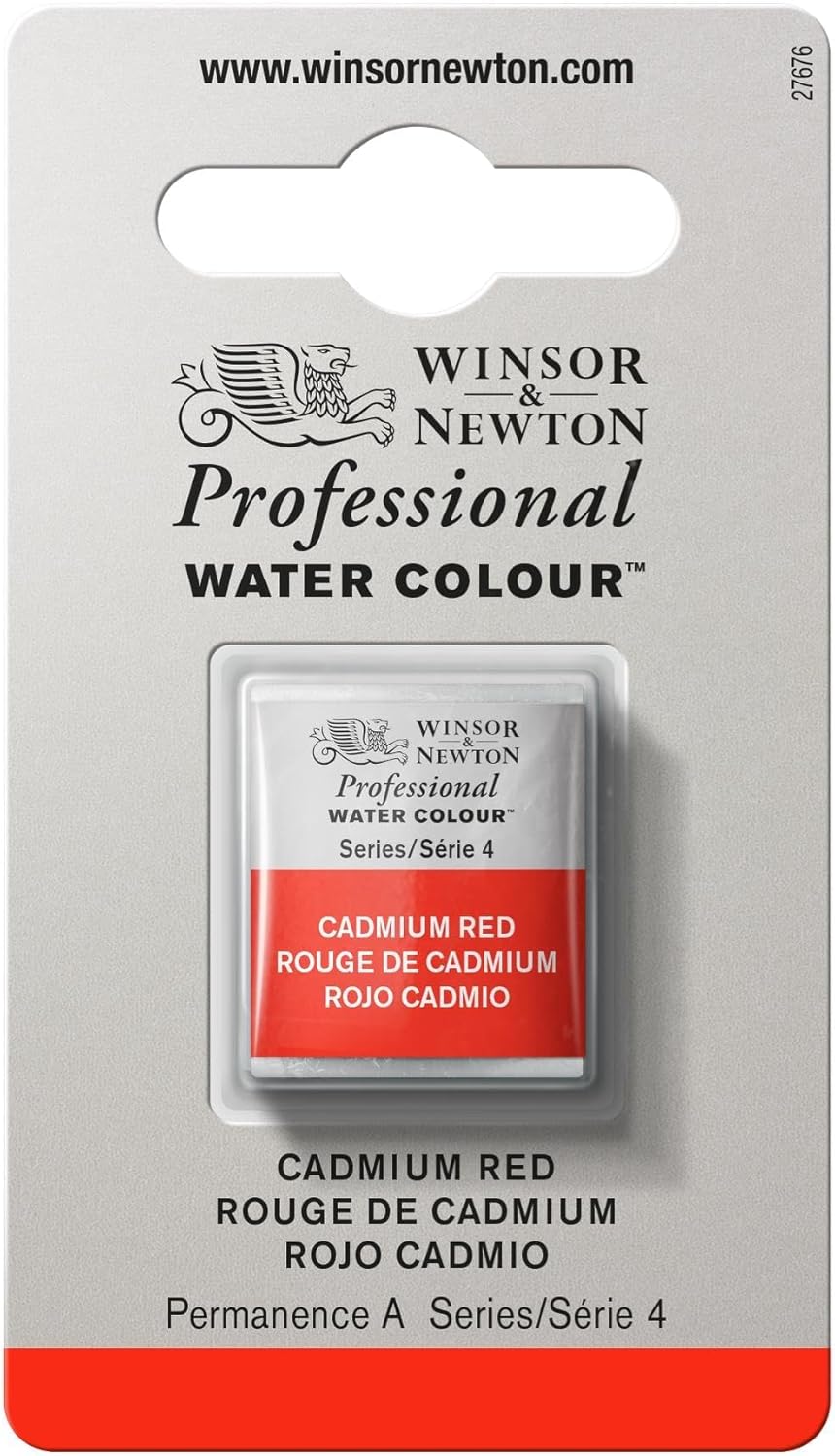 Winsor & Newton Professional Water Colour Paint, Half Pan, Cadmium Red