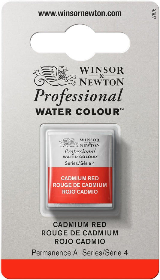 Winsor & Newton Professional Water Colour Paint, Half Pan, Cadmium Red