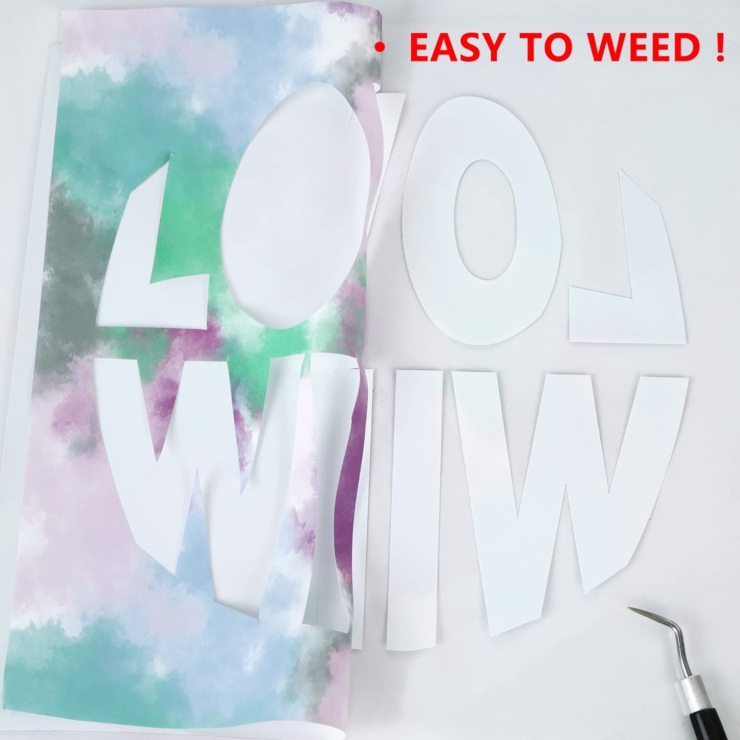 RENLITONG Tie Dye HTV Rainbow Heat Transfer Vinyl 10Inch by 10ft Roll Iron on DIY for T-Shirt Rolls Easy to Cut & Weed for Heat Vinyl Glossy