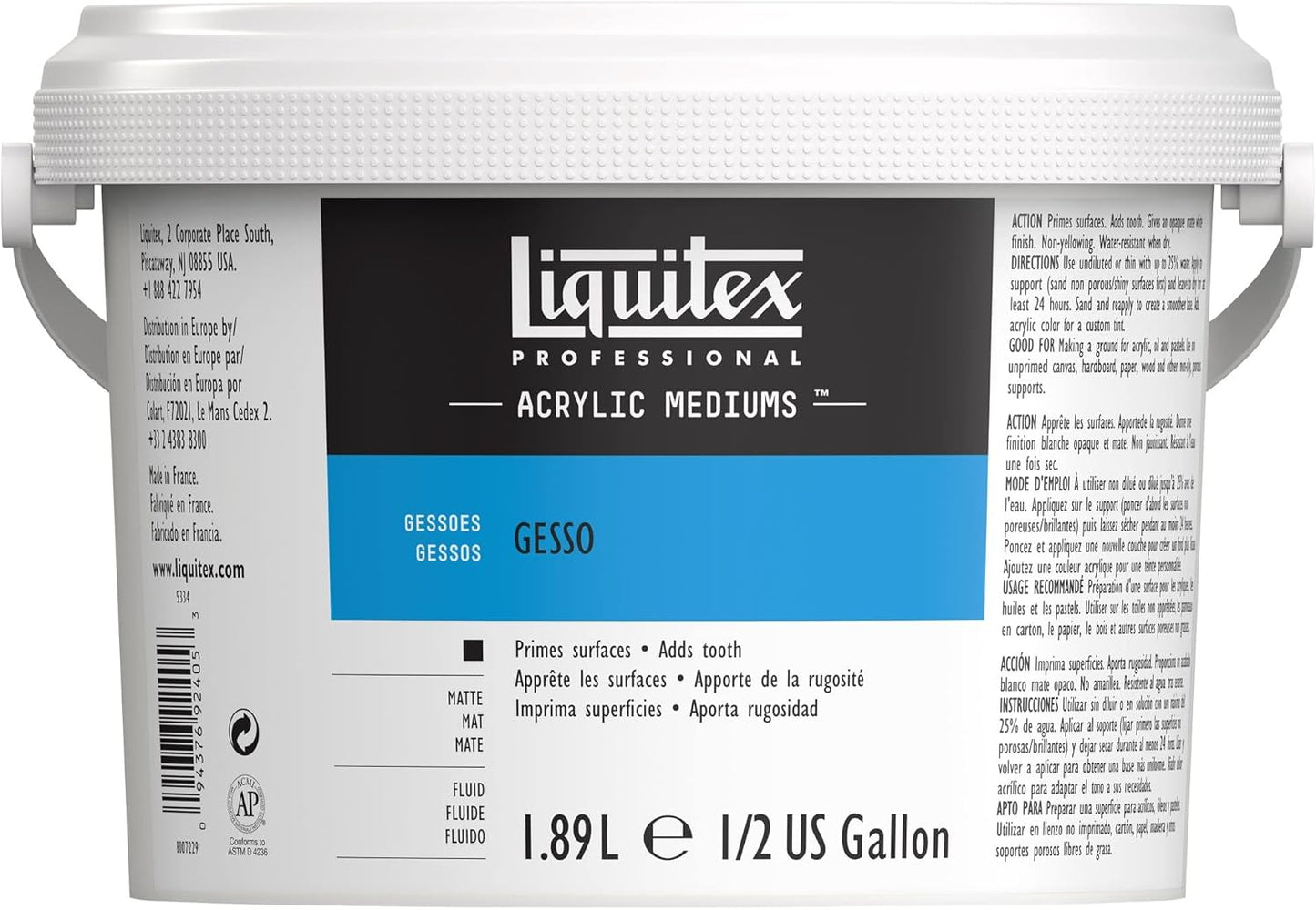 Liquitex Professional Gesso Surface Prep Medium, 1.89L (64-oz), White