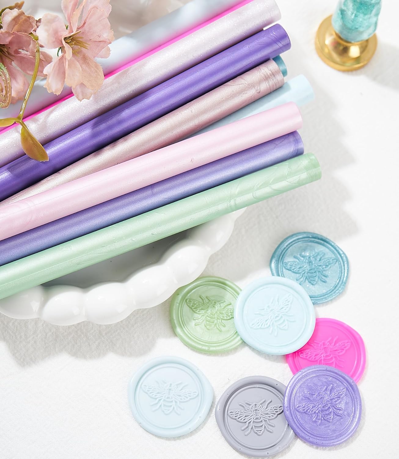 Fruit Green Wax Seal Sticks, ONWINPOR 20pcs Glue Gun Waxing Sealing Sticks for Waxseal Stamp, Mini Sealing Waxs Sticks Suit for 0.28''Glue Gun (Fruit Green)