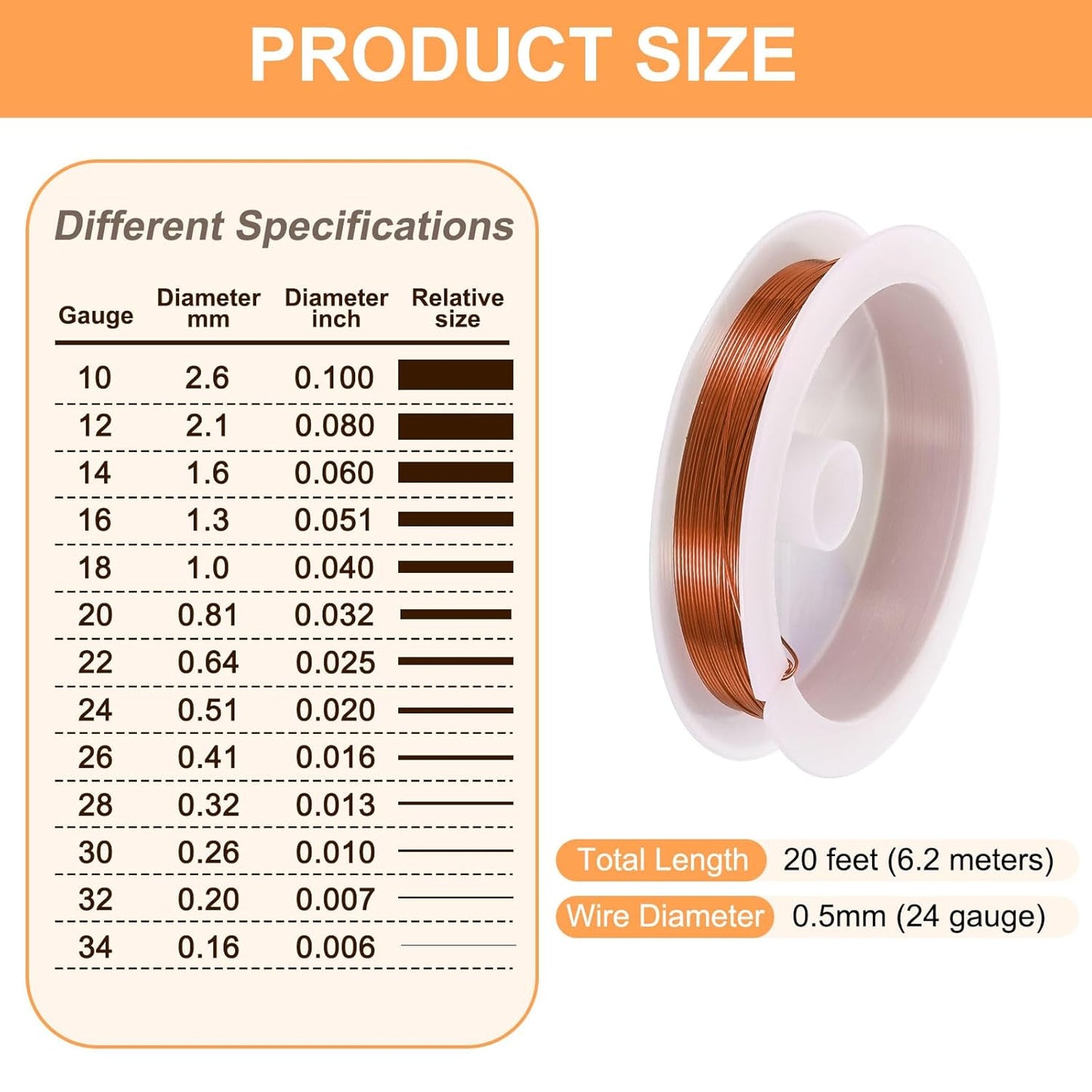 HARFINGTON 20ft Jewelry Wire, 24 Gauge (0.5mm) Brass Craft Soft Metal Tarnish Resistant Copper Beading Wire for Jewelry Making Supplies Crafting, Coffee