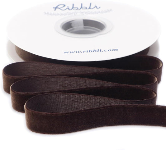 Ribbli Brown Velvet Ribbon 5/8 Inches Continuous10 Yard Spool Christmas Ribbon for Gift Wrapping Crafts Home Decor