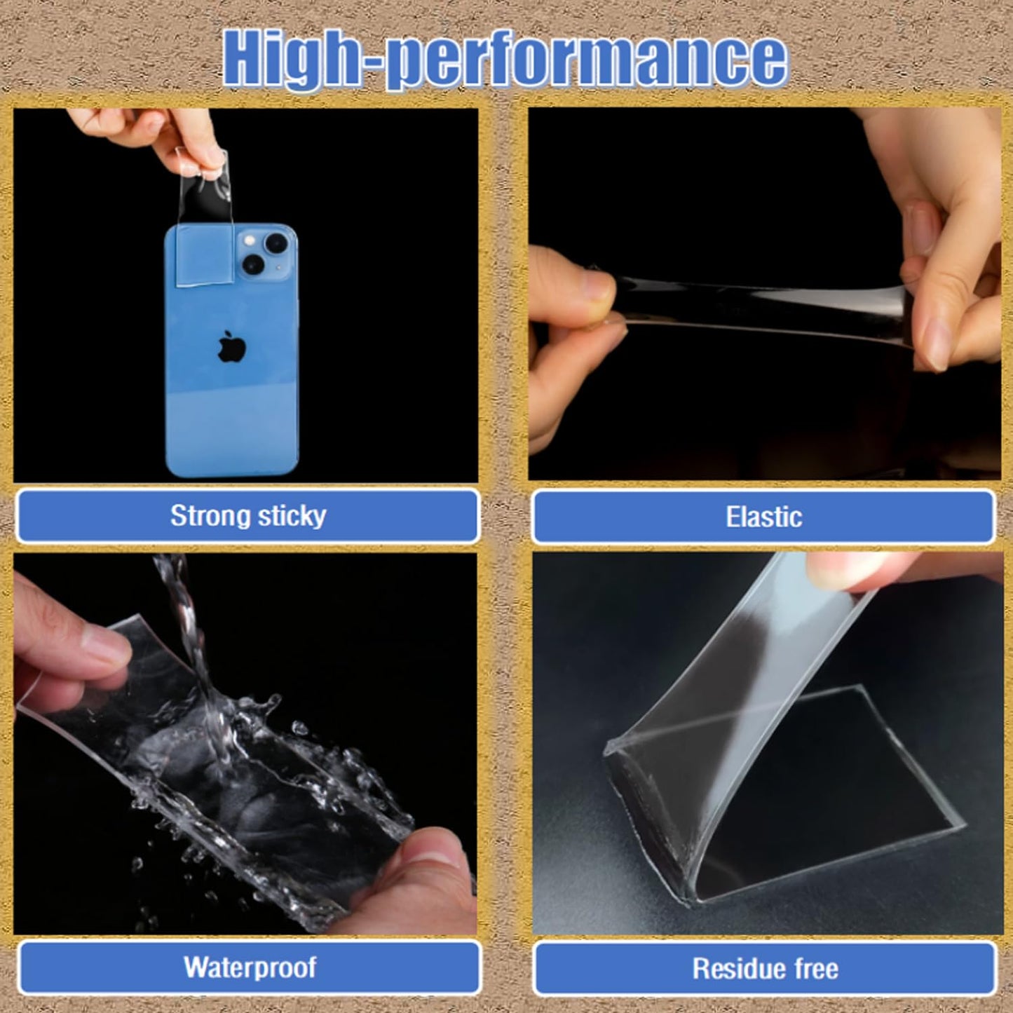 Double Sided Tape Heavy Duty, Sticky Tack Poster Stickers Picture Hanging Adhesive Strips, No Tools Wall Hanging Strips, Damage Free Clear Pre-Cut Mounting Tape, No Trace Removable Mounting Putty (80)