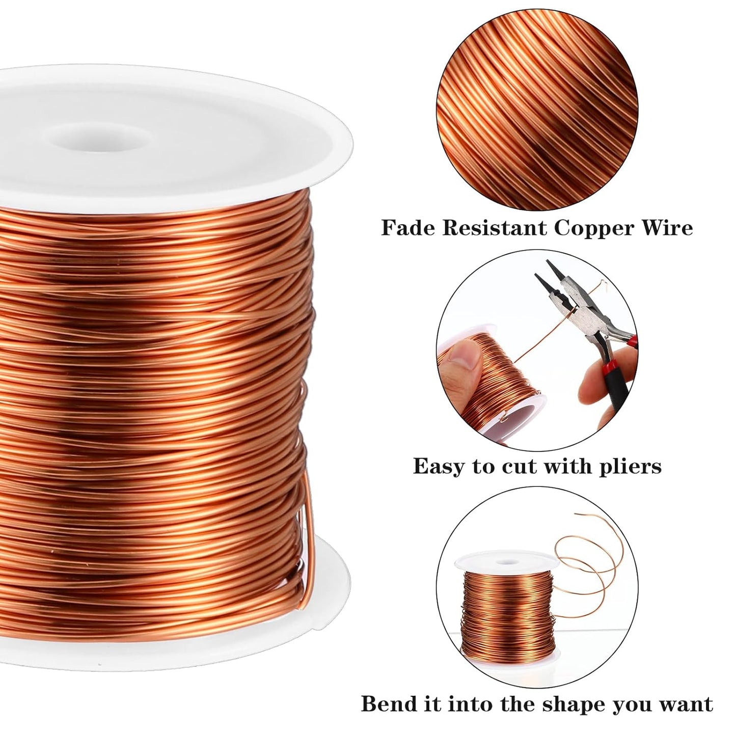 5 Rolls Copper Wire for Jewelry Making 18, 20, 22, 24, 26 Gauge Copper Jewelry Wire Craft Wires Bendable Beading Wires for Making Crafts, Sculpting, 5 Size(Copper)