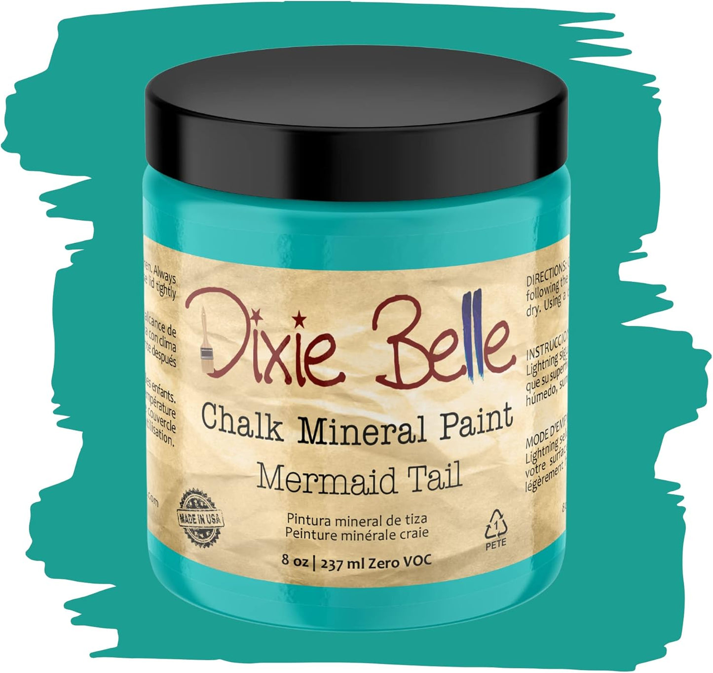 Dixie Belle Paint Company Chalk Finish Furniture Paint - Mermaid Tail (8oz) - Matte Aqua Green Chic Chalk Mineral DIY Furniture Paint