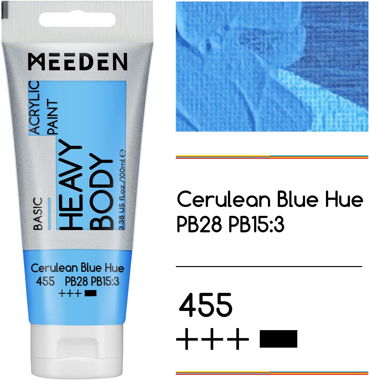 MEEDEN Acrylic Paint Cerulean Blue Hue: Bundled with Titanium White Color - 100ml/3.38oz Heavy Body Acrylic Paint Tube for Art Craft Painting