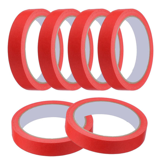 MECCANIXITY Masking Tape 0.7 Inch x 21 Yard Painter's Tape Red Paint Tapes for DIY Crafts Arts Drawing Decoration Labeling Car Painting Artist Teachers, Pack of 6