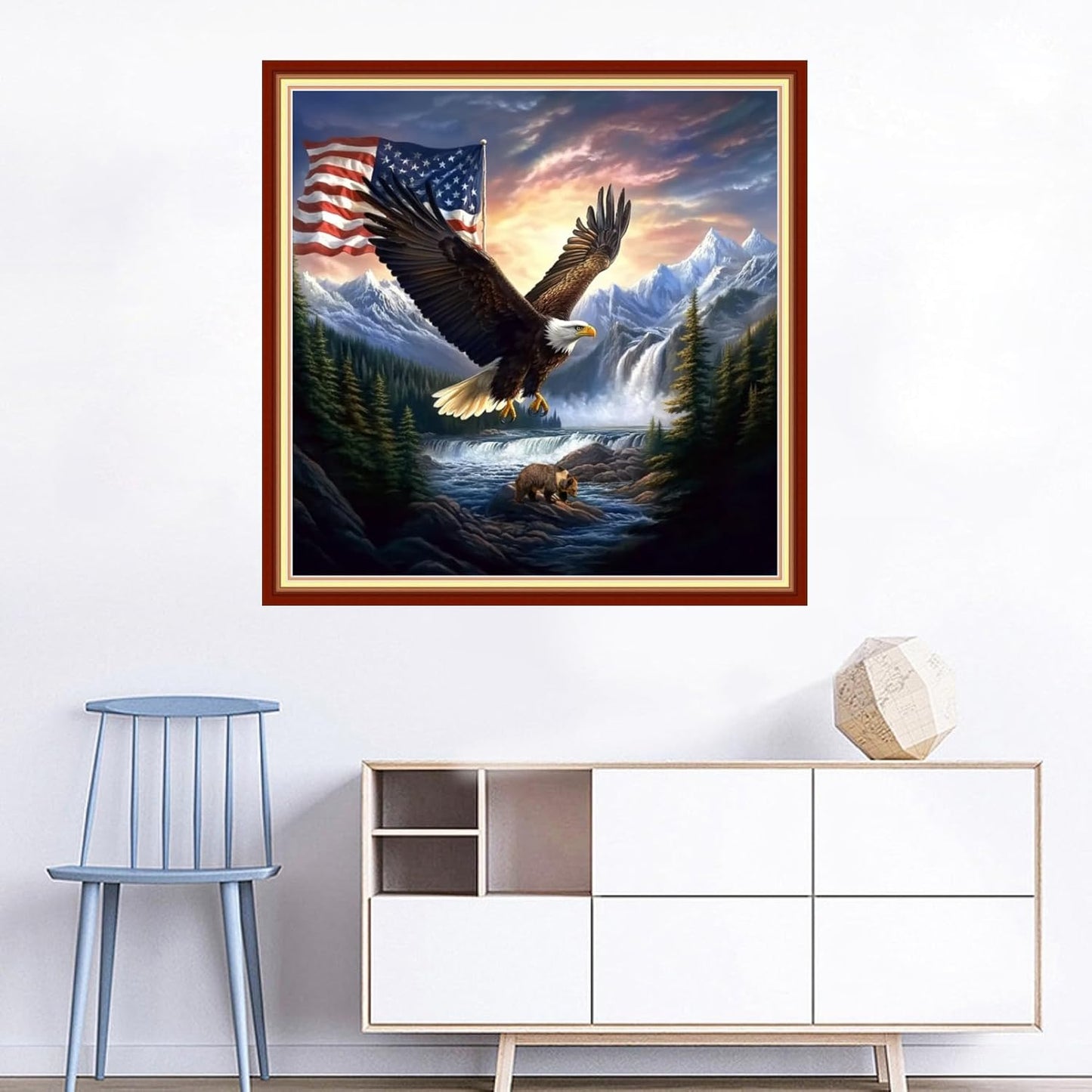 Joyhoor Cross Stitch Kits for Beginners Stamped Cross-Stitch Supplies Needlework preprint Embroidery Kits for Adults DIY Needlepoint Kits Embroidery Patterns 11CT-Eagle Hunting 18x18 inchs