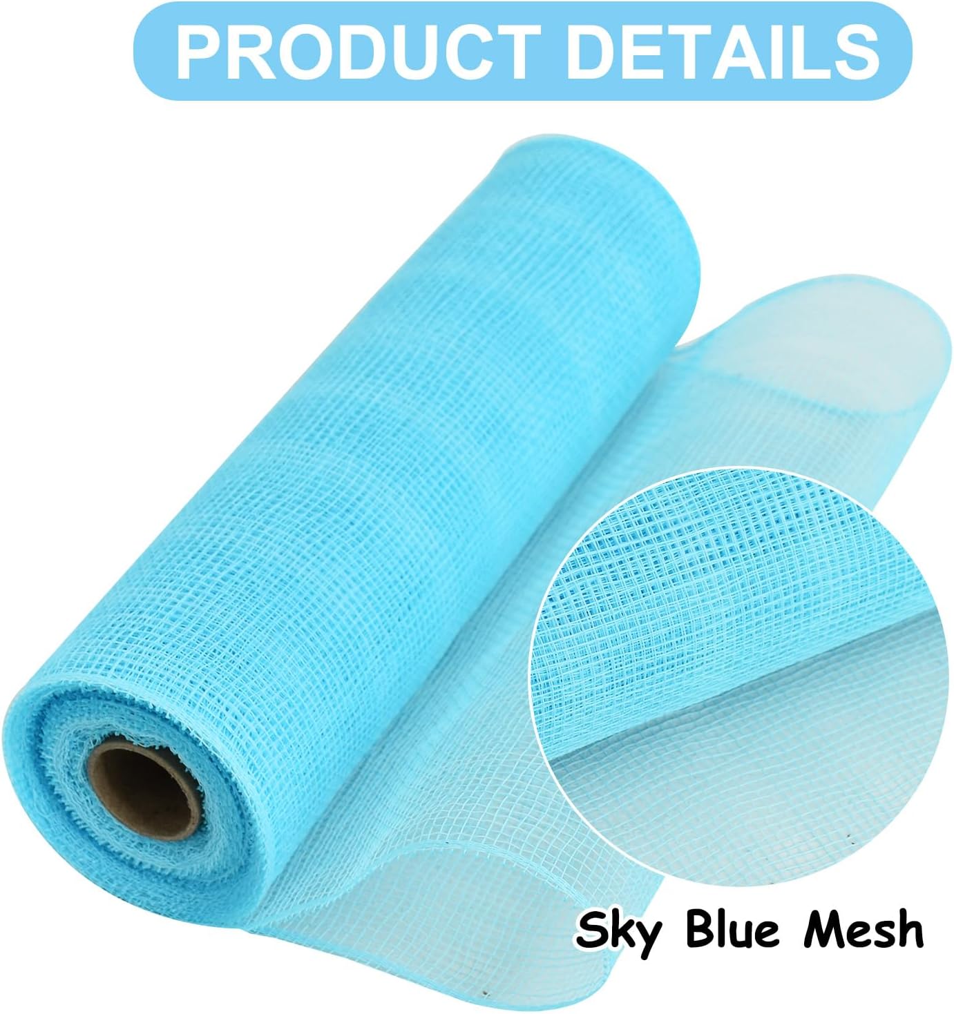 TONIFUL 2 Rolls 10 Inch Light Blue Decorative Mesh Ribbbon Rolls, Fabric Mesh for Mesh Wreath Supplies, Front Door Wreath Crafts Tree Decor Christmas NewYears Halloween Decoration (10 yds/roll)