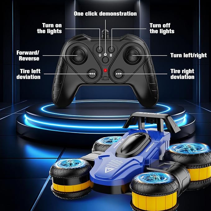 High Speed Drift Remote Control Stunt Deformation Car, Birthday Gifts, for Boys and Girls 4-16 Years Old (Green)