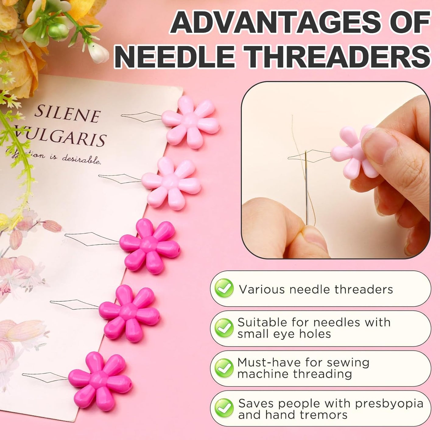KAQRHFT 24 PCS Needle Threaders Kit, 4 Types Needle Threader with Embroidery Needles, Seam Ripper, Thread Snips, Thimble and Measuring Tape, Sewing Tool Kit for Hand Sewing