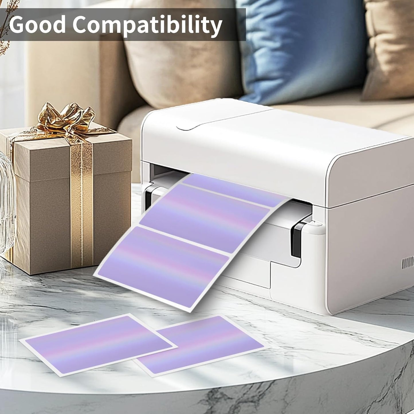 2" x 3" Holographic Thermal Label Stickers Purple,Printable Rainbow Glitter Thermal Printer Sticker Labels for Gift Wrapping, Self-Adhesive Name Price Tag DIY Custom Logo Design (280 pcs)