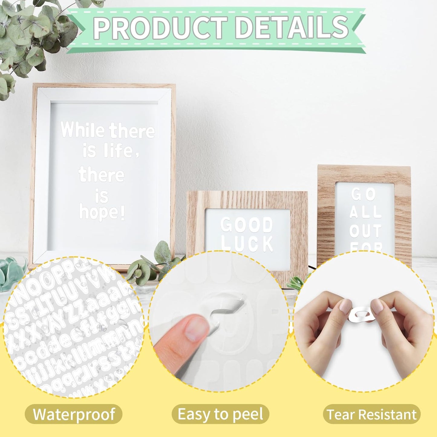 Alphabet Stickers - 1''Inch 12 Sheets White Self Adhesive Vinyl Letter Stickers for Mailbox Numbers, Bulletin Boards, Classroom & Home Decor