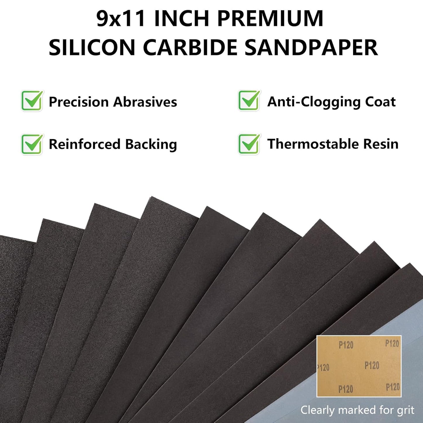 80 Grit Sandpaper, 9 x 11 Inch Wet Dry Sand Paper Hand Abrasive Sanding Sheets for Wood Metal Automotive Sanding and Polishing, Coarse - 10 Sheets