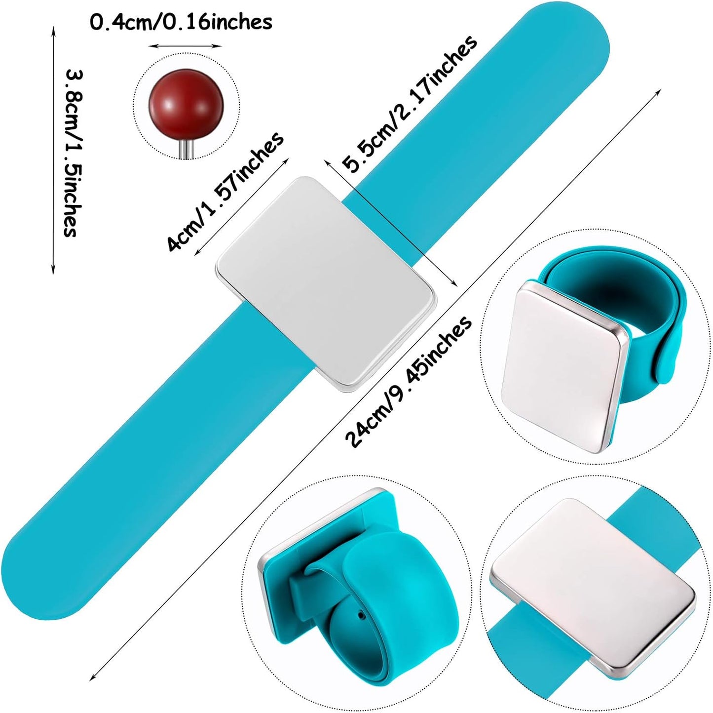 Magnetic Wrist Sewing Pincushion with 100 Pieces 1.5 Inch Ball Head Sewing Pins Set Wrist Magnetic Pin Holder Gift Supplies(Blue)