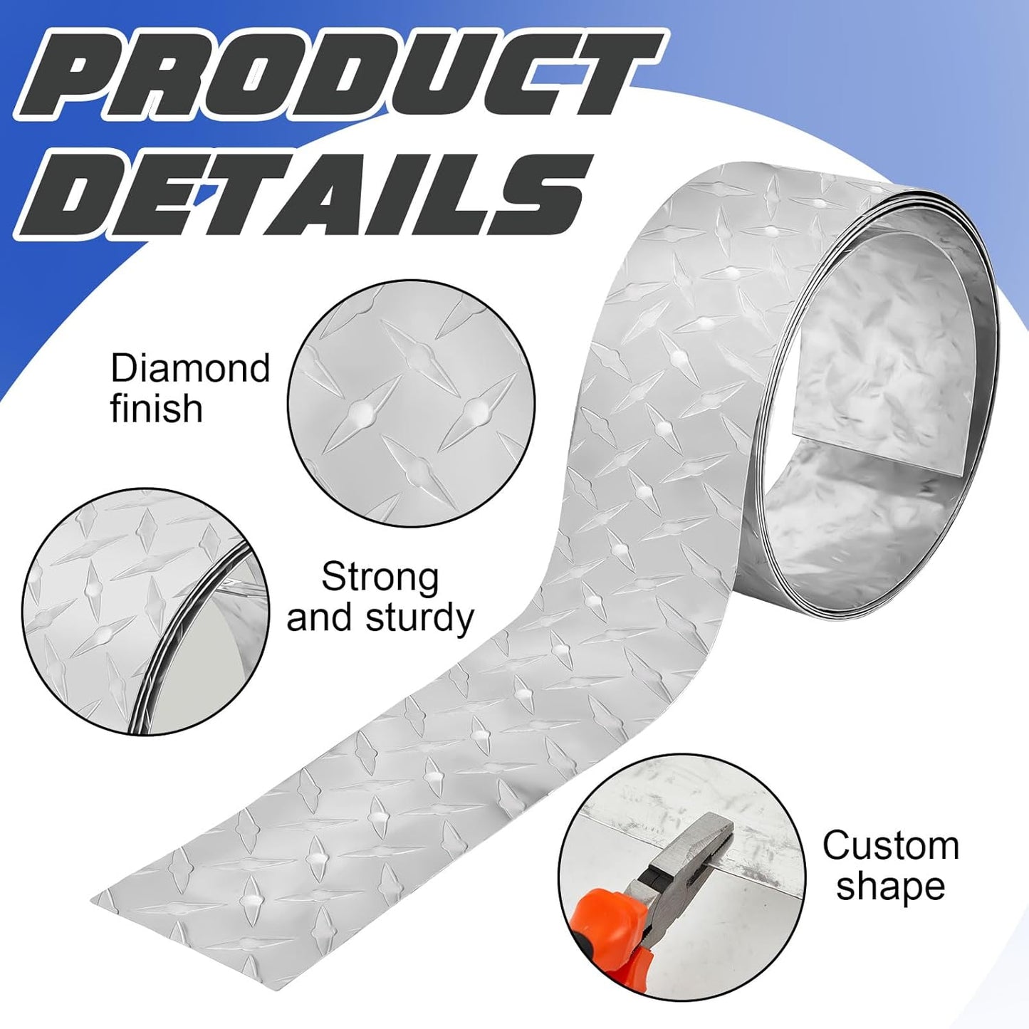 Diamond Plate Sheet Metal Heavy Duty Tread Aluminum Sheet Diamond Tread Plate for Wall Covering, Cargo Trailer, RV and More(24 x 96 Inch,Silver)