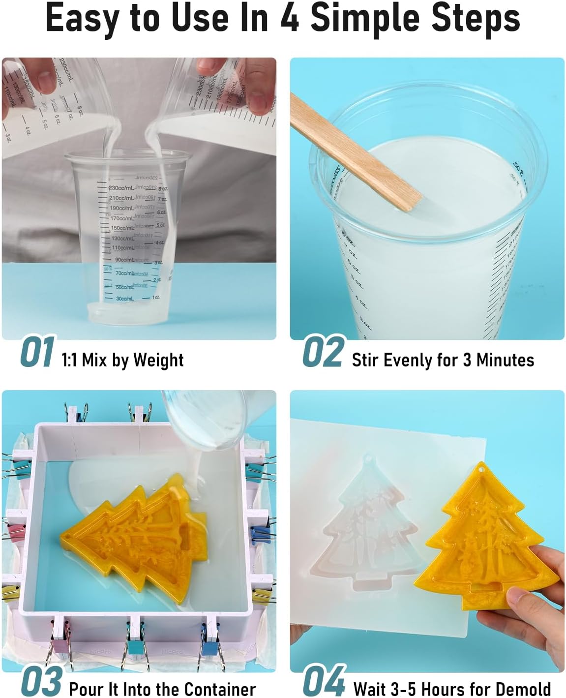 Nicpro 250oz Silicone Mold Making Kit, 15A Platinum Liquid Silicone Rubber, Flexible Silicone Molds Maker Mix Ratio 1:1 for Casting 3D Resins Candle Soap Molds DIY with Gloves, Sticks, Mixing Cups