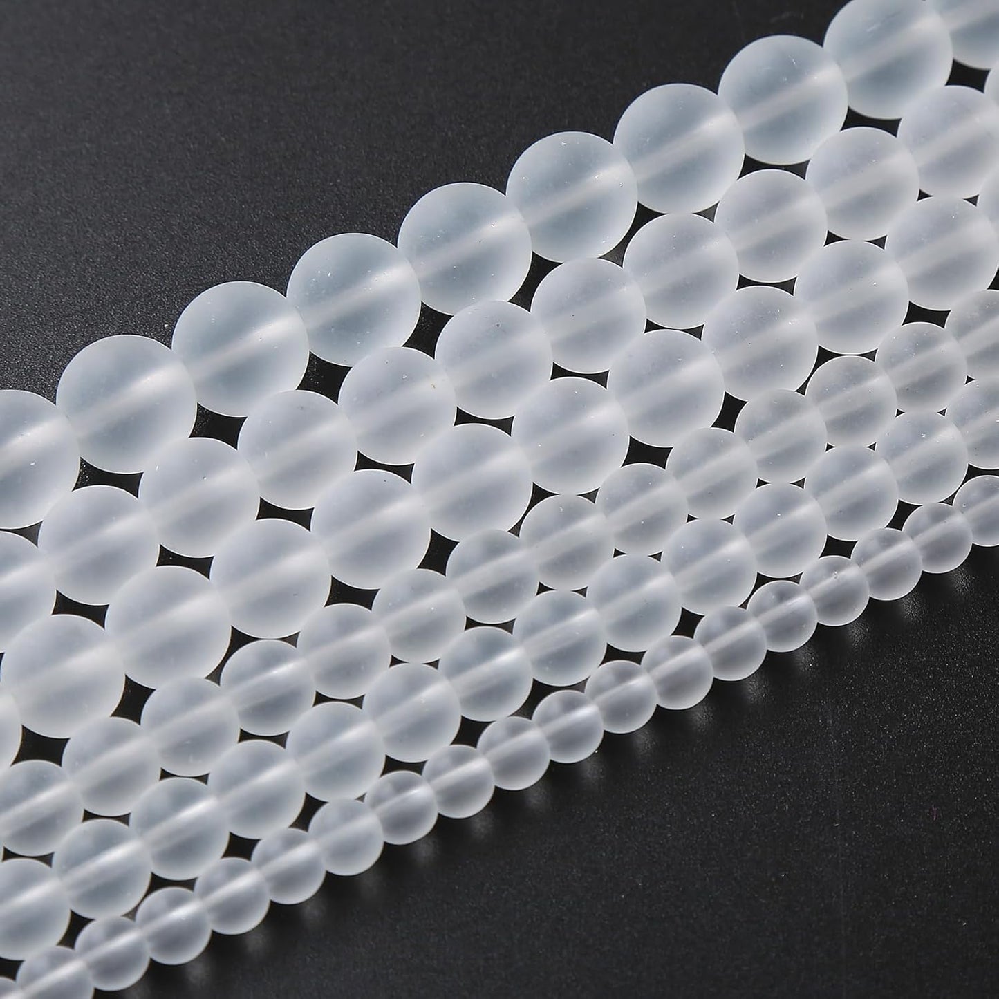 45pcs 8mm Frost White Crystal Glass Beads for Jewelry Making Round Loose Beads DIY Bracelets Necklaces Crystal Energy Healing Stone Beads 15"(8mm, Frost White Glass)