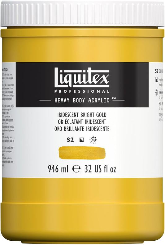 Liquitex Professional Heavy Body Acrylic Paint, 32-oz (946ml) Pot, Iridescent Bright Gold