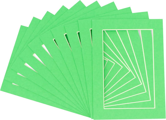 11x14 Mat for 8.5x11 Photo - Precut Bright Green Picture Matboard for Frames Measuring 11 x 14 Inches - Bevel Cut Matte to Display Art Measuring 8.5 x 11 Inches - Acid Free Pack of TEN MATS