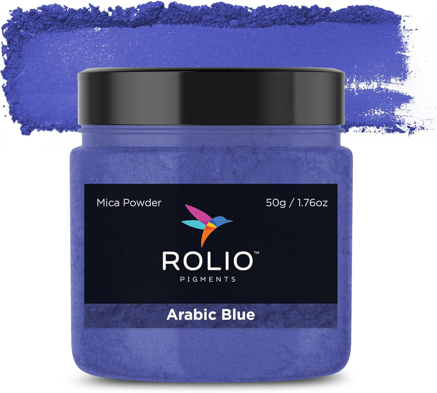 Rolio Premium Mica Powder - Arabic Blue (50G / 1.76oz) - 1 Jar of Blue Pigment Powder for Epoxy Resin, Dye, Soap Making, Nail Polish, Paint, Candle Making, Bath Bombs, Slime