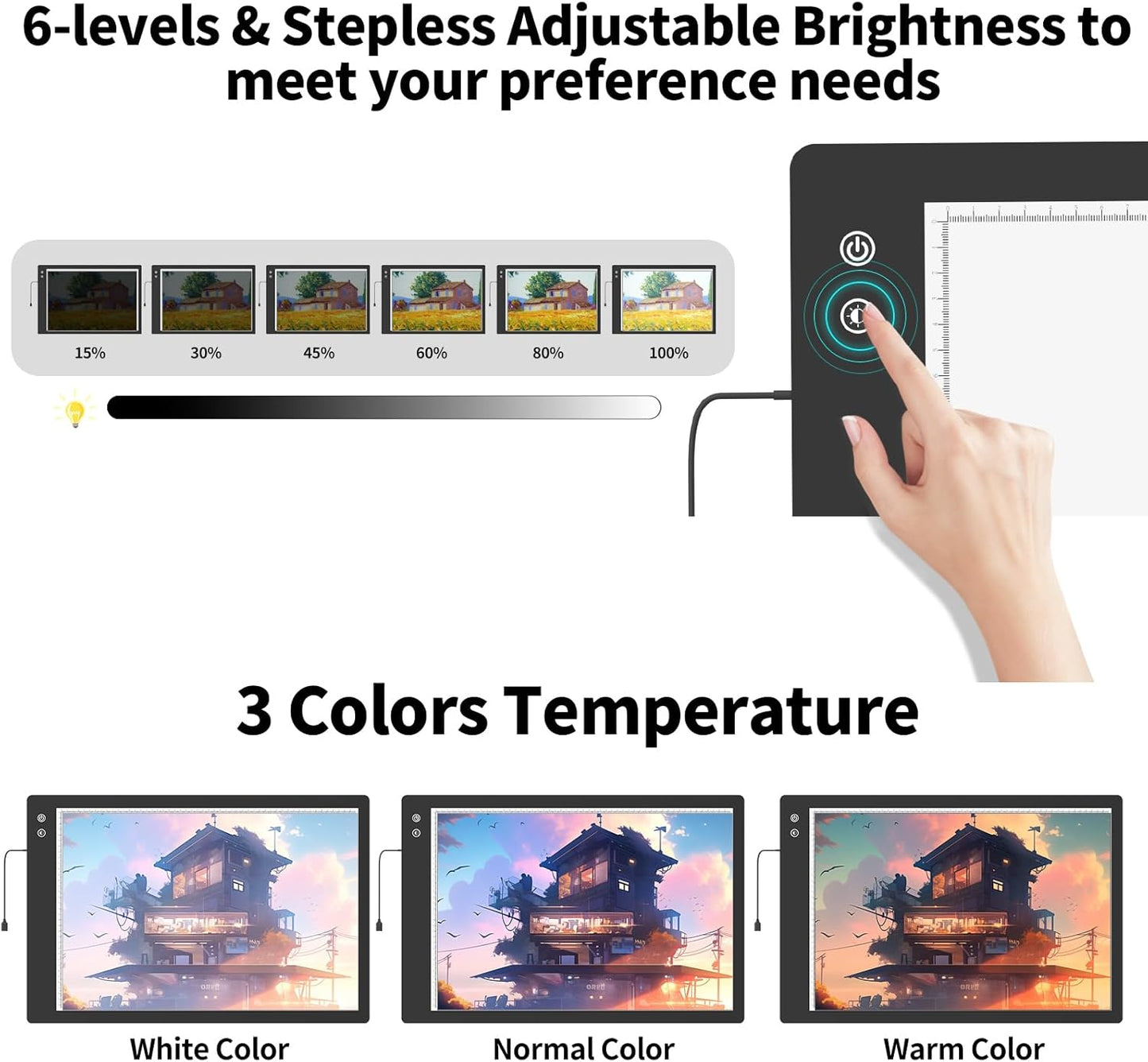 Rechargeable A1 Light Box (35.4''x23.6''), 3-Color Light LED Light Pad for Tracing, Large Diamond Painting Light Board, 6 Levels/Stepless Dimming Light Table for Drawing, Sketching, Animation