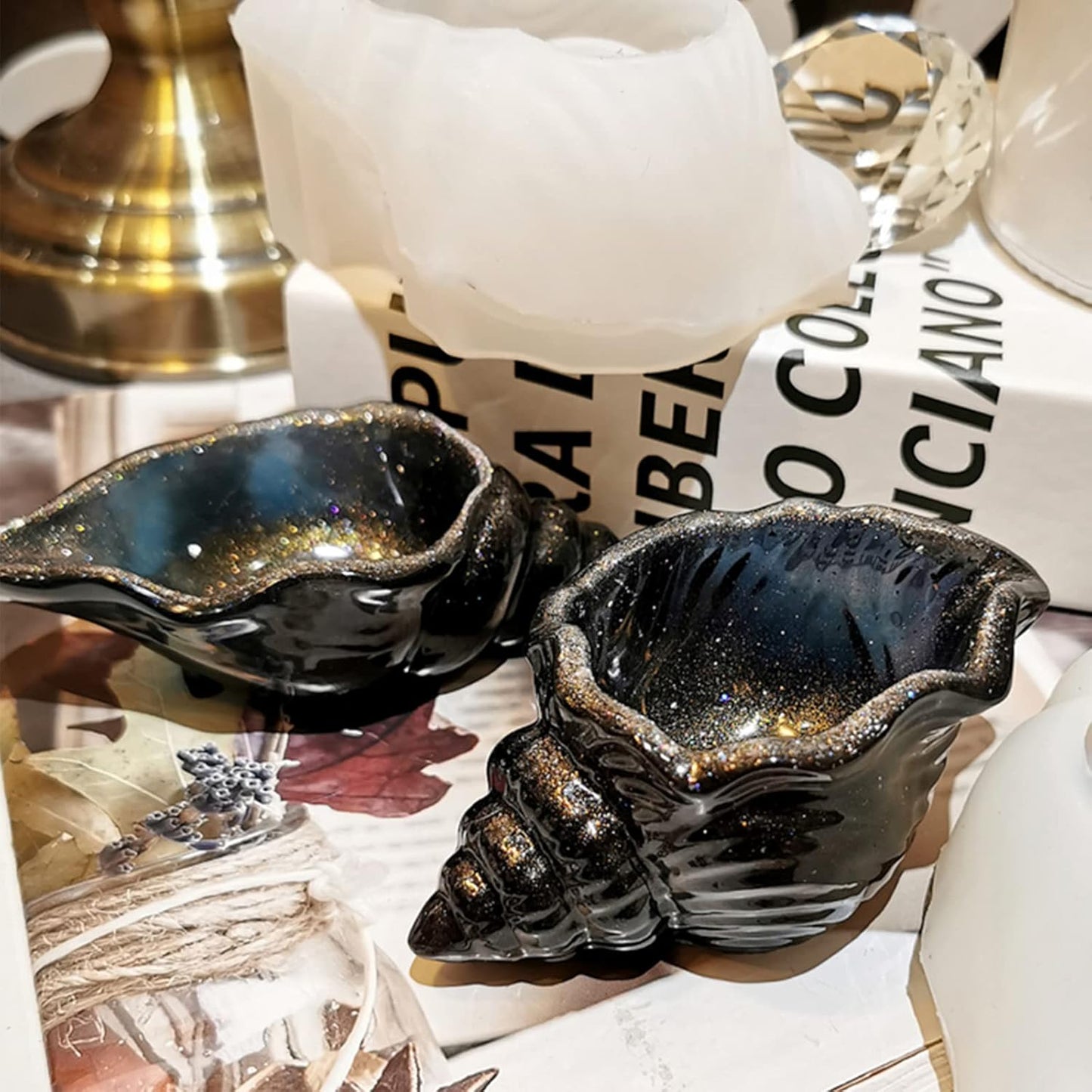 3PCS Conch Silicone Tray Resin Mold Unique Sea Snail Mould for Epoxy Resin Casting Jewelry Plate Candle Holder Trinket Storage Mold for DIY Art Crafts Supplies Home Decor