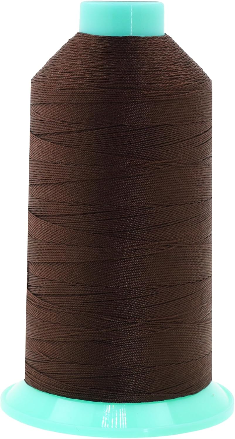 Mandala Crafts Bonded Nylon Thread Dark Brown Heavy Duty Sewing Threads - 1250 YDs Size 138 420D T135 Tex 135 Thread for Leather Jeans Weaving Outdoor Marine Upholstery Threads