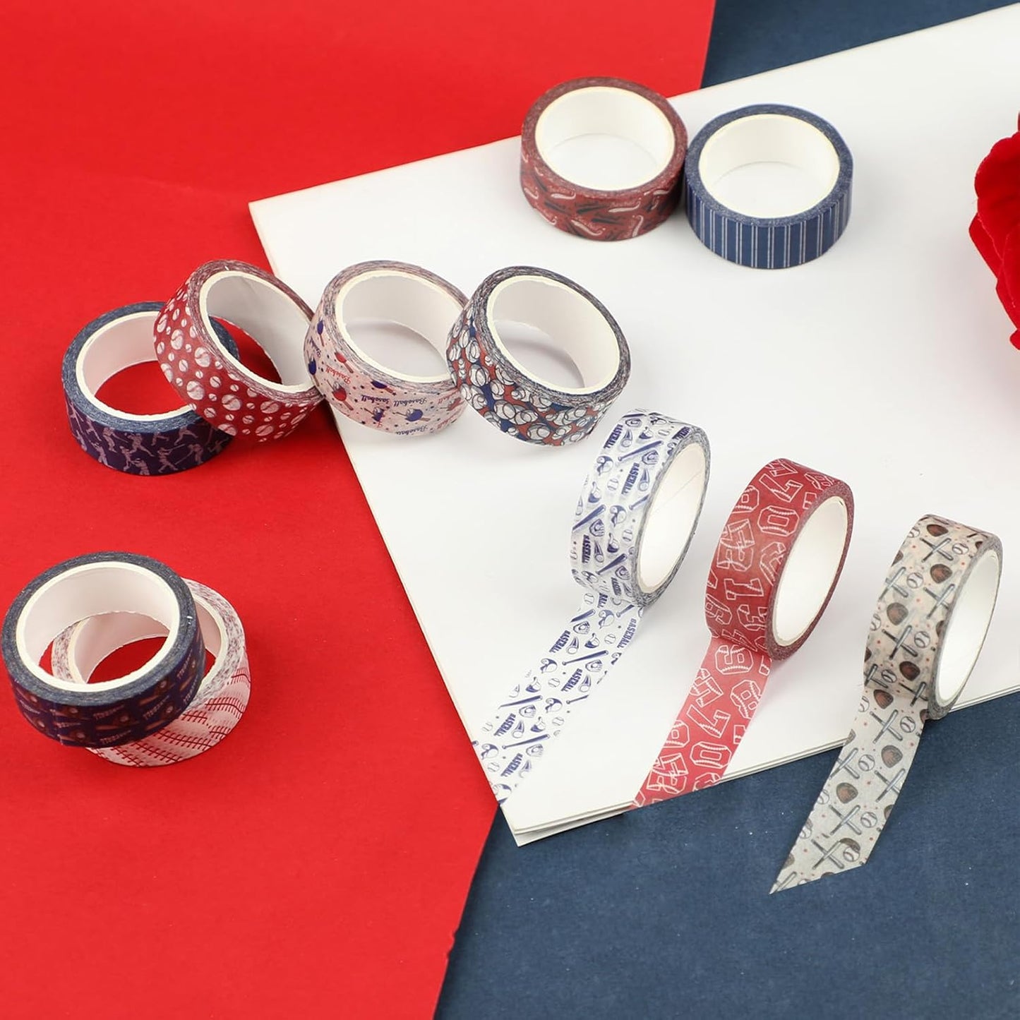 12 Rolls Baseball Washi Tape, Sport Masking Tape, Stadium Decorative Tapes for Scrapbook Journals Envelope DIY Craft Birthday Thanksgiving Christmas Party Gift Wrapping Supplies 16.4FT