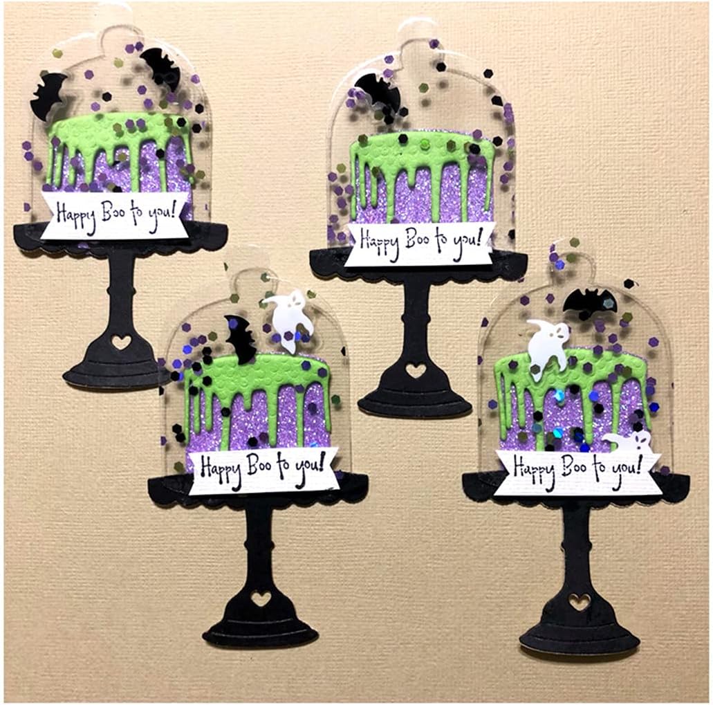 Mvchifay Cutting Dies Happy Birthday Holiday Thanks Greetings Metal Stencils Scrapbooking Tool Love Heart DIY Carbon Steel Embossing Template for Paper Card Making (Cake-7.4x17.2cm)