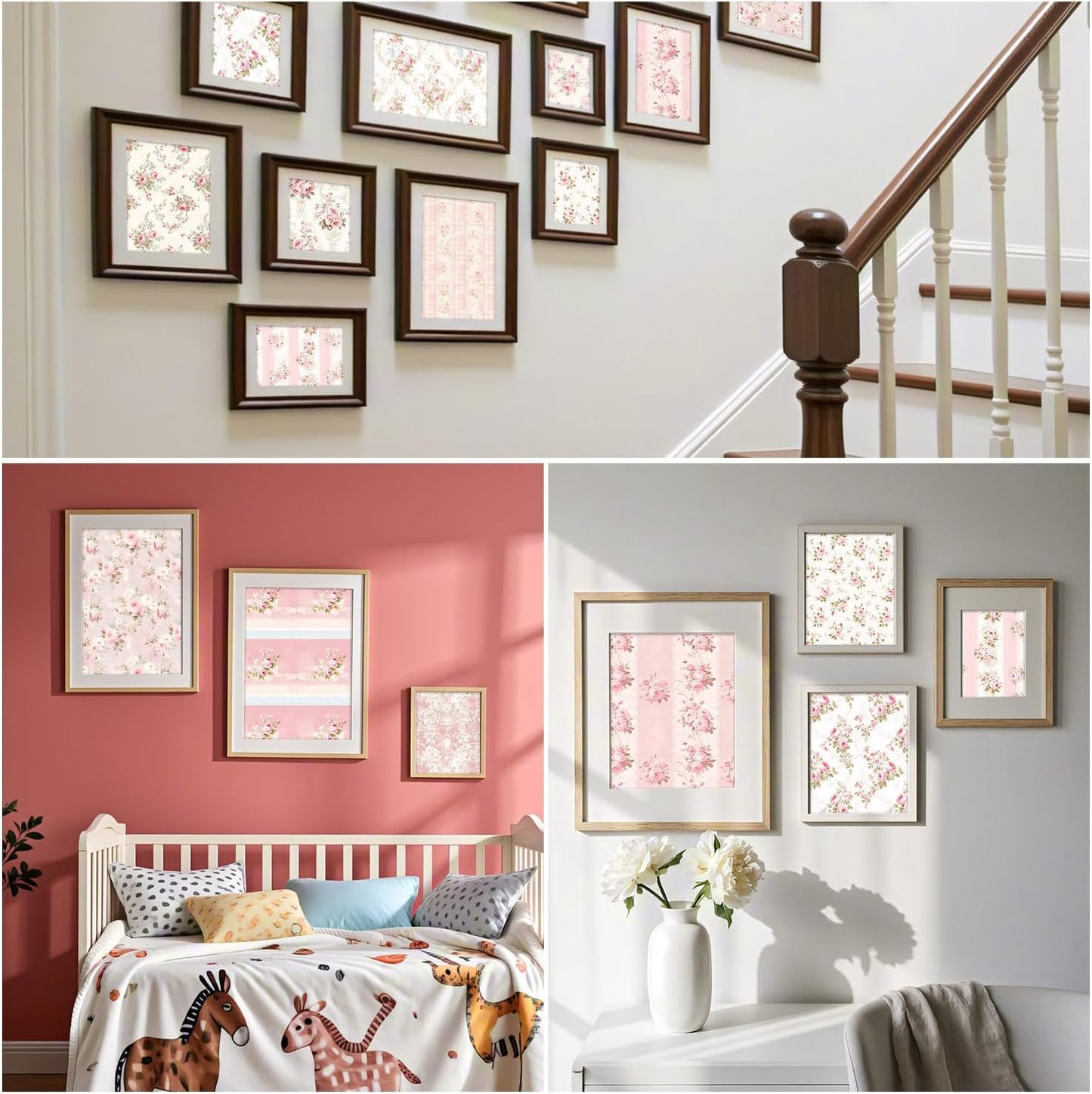 6 Inch Pink Flowers Scrapbooking Paper Pad - 24 Sheets Double Sided Aesthetic Patterns for Wedding Photos Album Journals Decorative Collage Origami DIY Crafts Gifts Wrapping Material