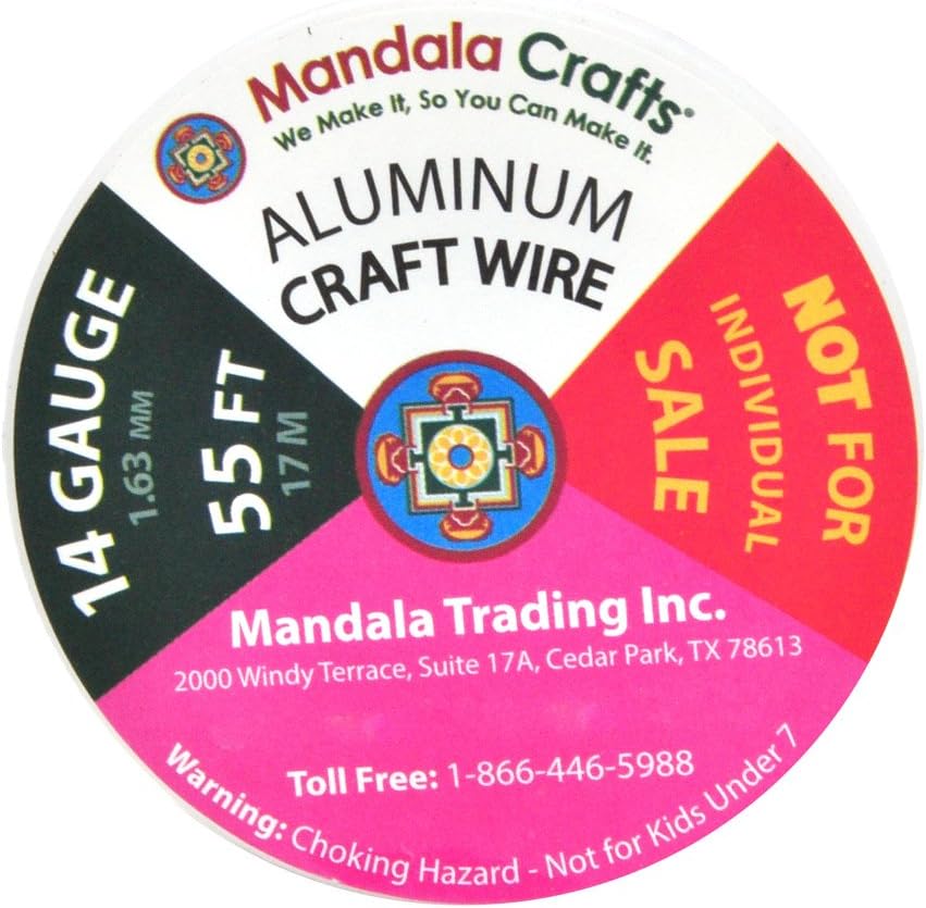 Mandala Crafts 14 Gauge Anodized Aluminum Craft Wire for Jewelry Making – 330 FT Colored Flexible Silver Copper Tone Wire - Bendable for Bonsai Armature Crafting Sculpting