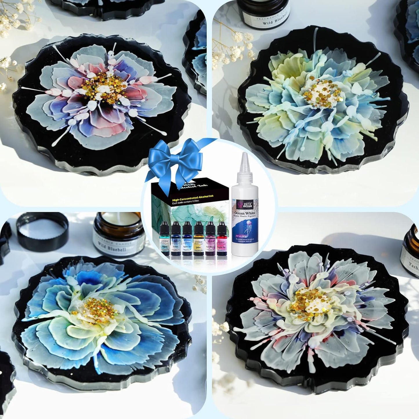 LET'S RESIN Ocean White Epoxy Resin Pigment 167g/5.89oz, High Concentrated Paste for Epoxy & UV Resin, UV Resistant Opaque Pigment for Creates Cells & Lacing, 3D Flower Coasters