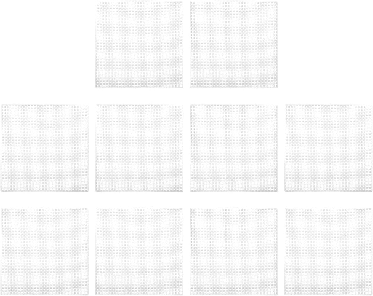 PATIKIL Plastic Mesh Canvas Sheets,10Pcs 4 x 4inch Cross Needlework Blank Yarn Crafting for Embroidery DIY Bookmarks Cup Mats, White, Square